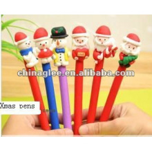 Stock wholesale Christmas ball pens, christmas pens, ball pens with santa claus and Snowman.